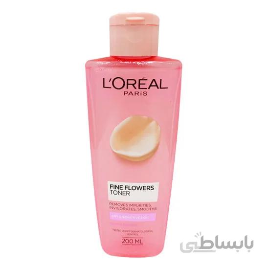 تونر لورال مدل LOREAL Fine Flowers حجم 200 میلی لیتر ا L'Oreal Fine Flowers Cleansing Toner 200ml