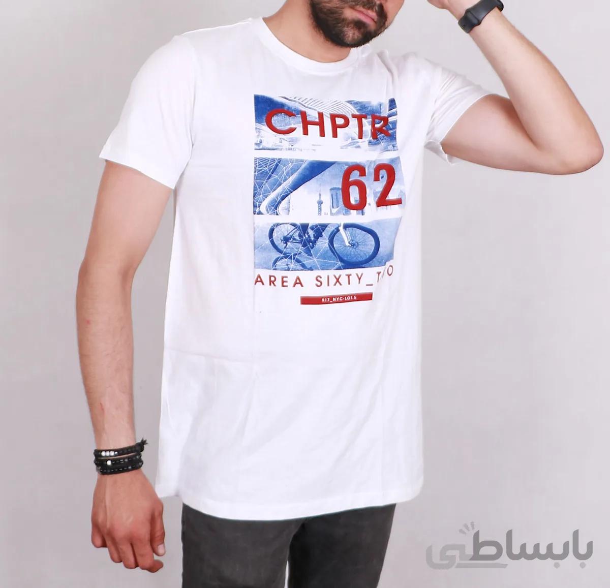 تیشرت یقه گرد مردانه سفید مدل CHPTR 62