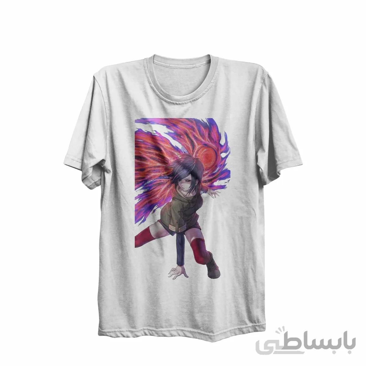 تیشرت یقه گرد سفید طرح انیمه توکیو غول Tokyo Ghoul کدKCT10435