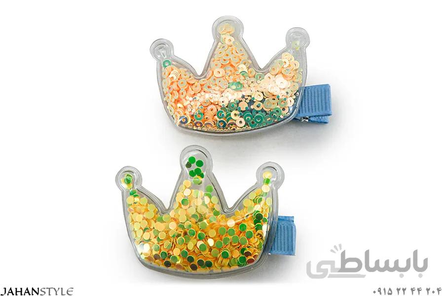 گل سر آکواریومی بچهگانه طرح تاج(پک دوعددی)