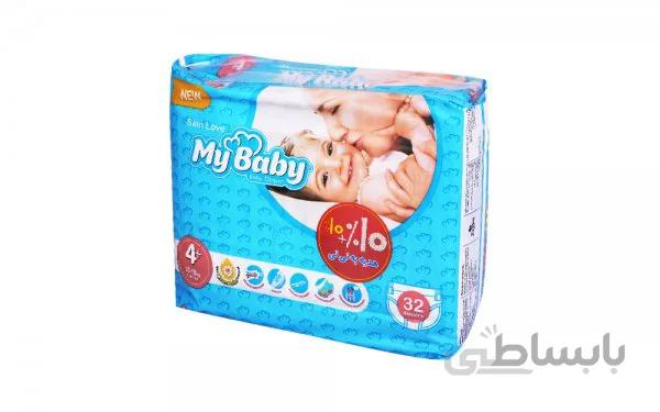 پوشک سری مهربان با پوست سایز 4 پلاس مای بیبی - 32 عددی ا My Baby Chamomile - Size 4Plus Diaper Pack of 32