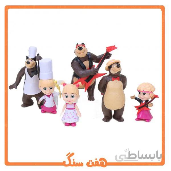 فیگور ماشا و آقا خرسه (میشا) آشپز و نوازنده مجموعه 6 عددی Masha & Misha