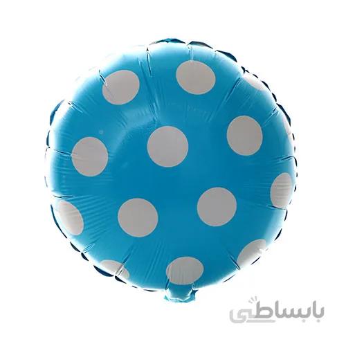 بادکنک فویلی گرد آبی خال سفید