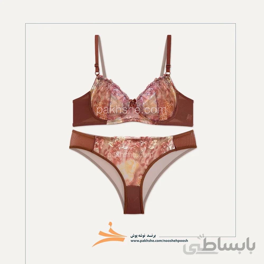 ست تمام تور دو شورته و سوتین نوشه پوش کد 40915