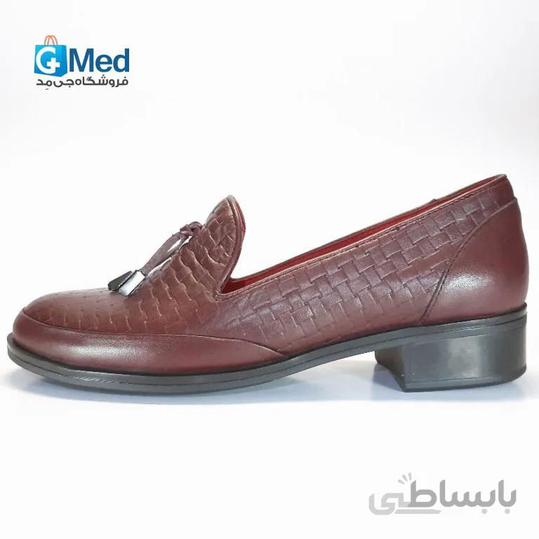 کفش چرم طبی زنانه پاتکان کد ۵۰۰۶- رنگ زرشکی