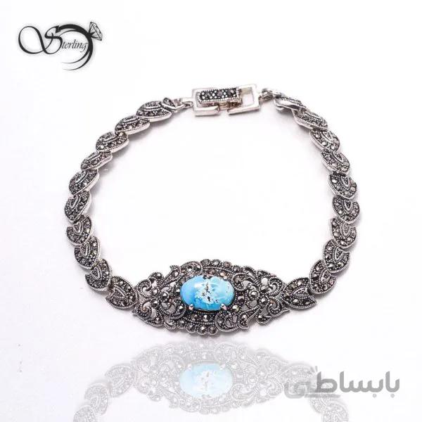 دستبند فیروزه نقره زنانه کد:۱۳۷۹
