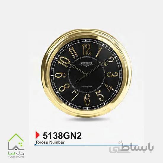 ساعت دیواری گرد فلزی طلایی مشکی 5138GN2