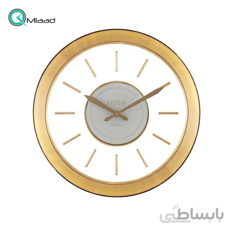 ساعت دیواری فلزی صفحه کریستالی لوتوس مدل 6069 طلایی