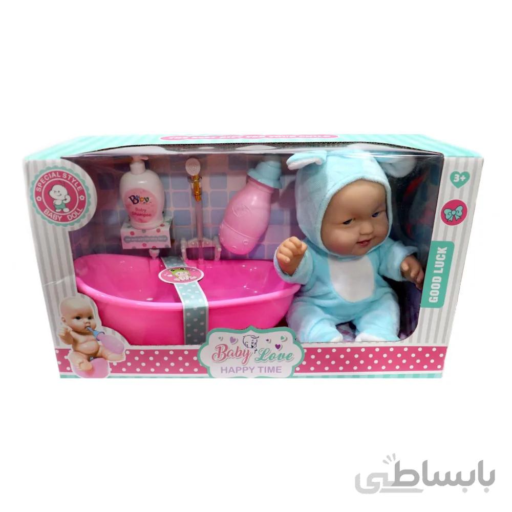 عروسک نوزاد موزیکال و جیشی بیبی لاو همراه با وان حمام پمپی BABY LOVE_اسباب بازی