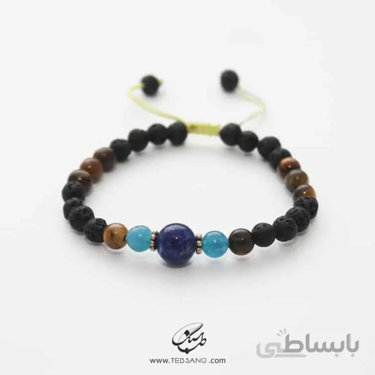 دستبند سنگ لاجورد، آکوامارین، چشم ببر، لاوا BT-189