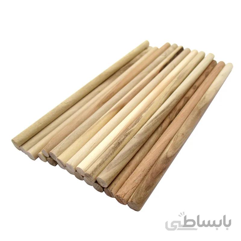 میله چوبی هنری صنوبر قطر 6 طول 140 میلی‌متر طرح آتشین بسته 21 عددی