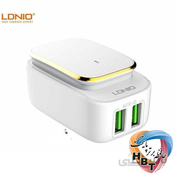 شارژر دیواری و چراغ خواب الدینیو مدل A2205 ا LDNIO A2205 LED Touch Lamp 2.4A Dual USB Output Port USB Charger Adapter