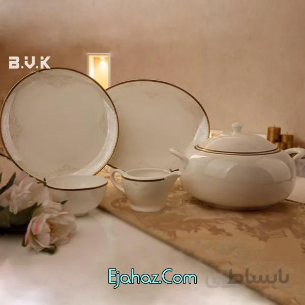 سرویس 133 پارچه غذاخوری چینی بی وی کی مدل بن چاینا بی وی کی(BVK)