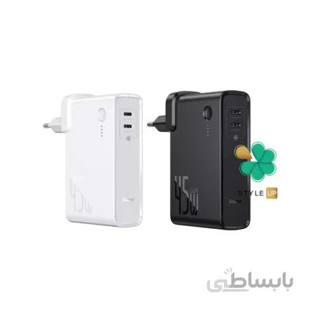 پاوربانک و آداپتور شارژر سریع بیسوس مدل Baseus Gan 2 in 1 PPNLD-F01 ا BASEUS Power Station GaN 2-in-1 Quick Charge Power Bank and Charger Dual Type-C Ports PPNLD-F01 45W