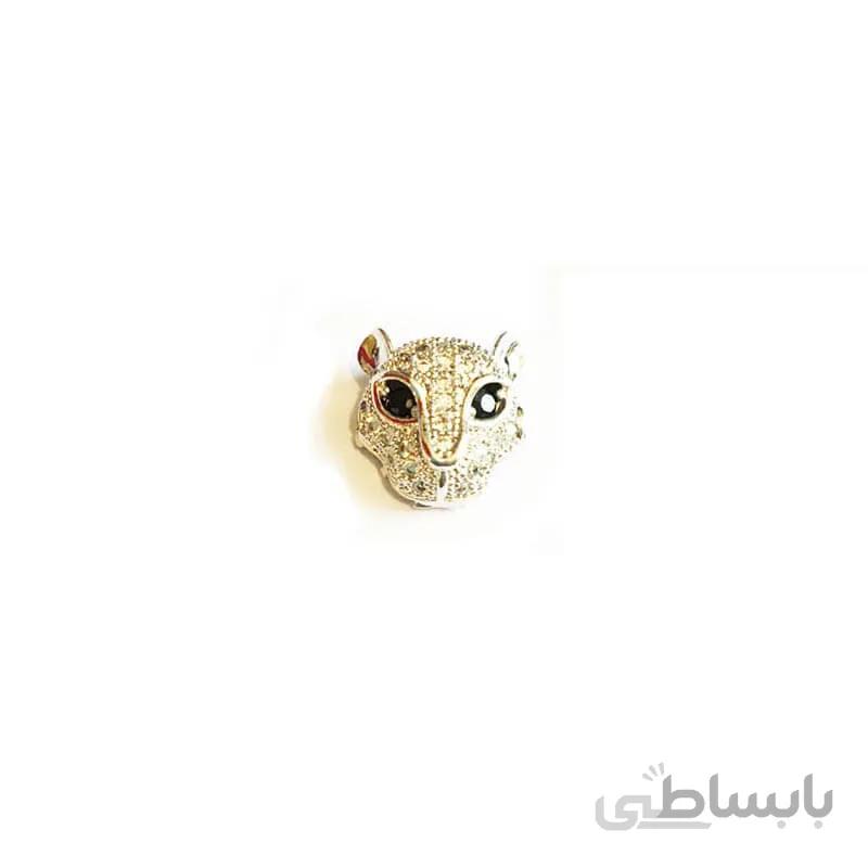 خرج کار نگین دار نقره ای Swarovski سواروسکی طرح ببر 10mm