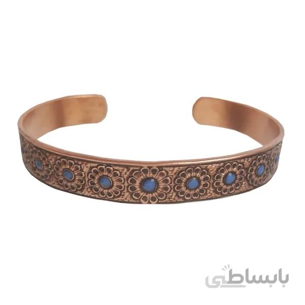 دستبند مسی طرح لوتوس نه گل نگین دار کد JW90
