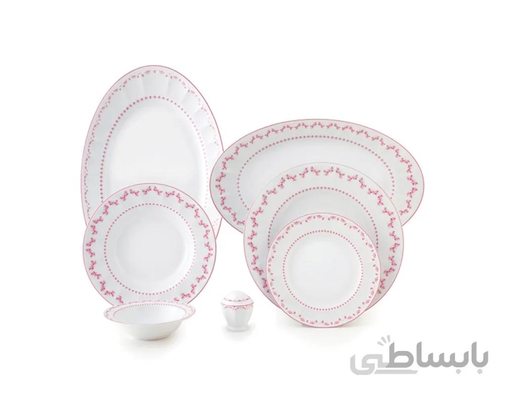 سرویس چینی زرین 6 نفره غذاخوری فرانسیس صورتی (29 پارچه) ا Zarin Iran Neo-Classic Francis-Pink 29 Pieces FDC Dinnerware Set