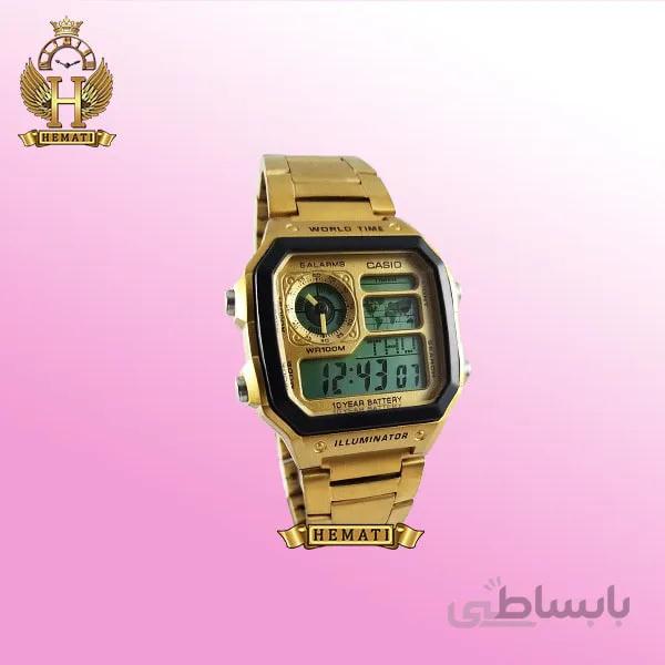 ساعت مردانه کاسیو جهان نما Casio World Time AE-1200WHD-1AVDF طلایی