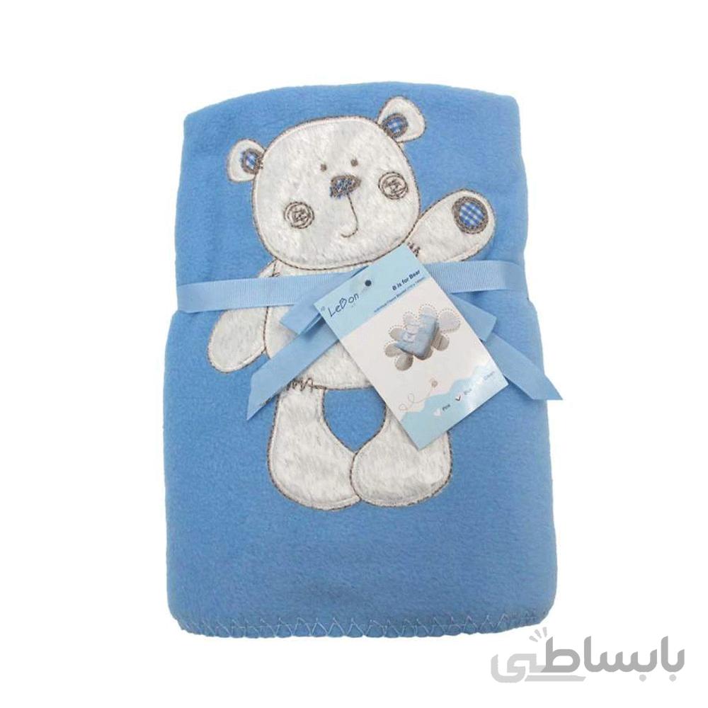 پتو نوزاد لیبون طرح خرس کد 2105.1 سایز 100×140 سانتی متر آبی lebon