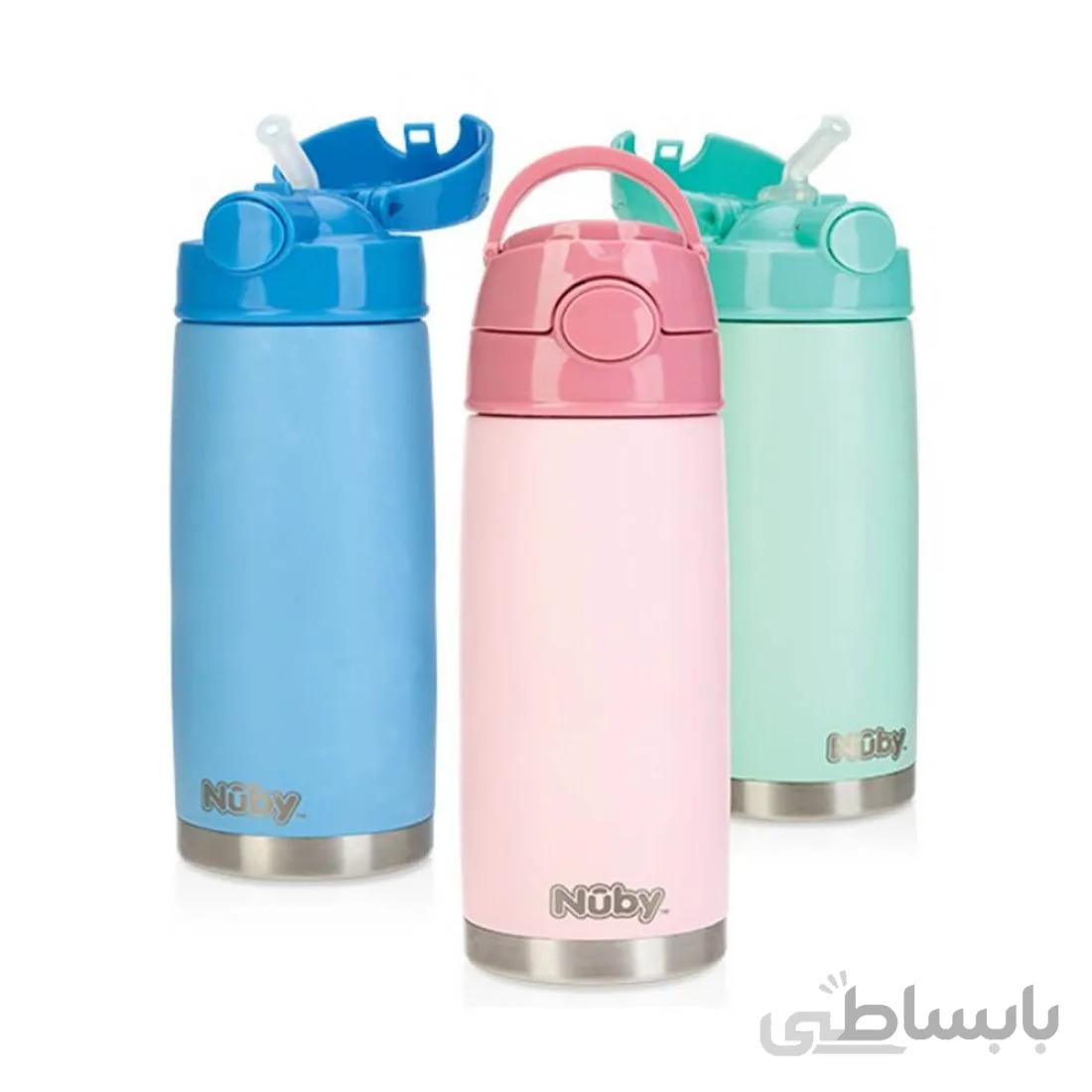 قمقمه و فلاسک استیل نی دار 420 میل نابی Nuby