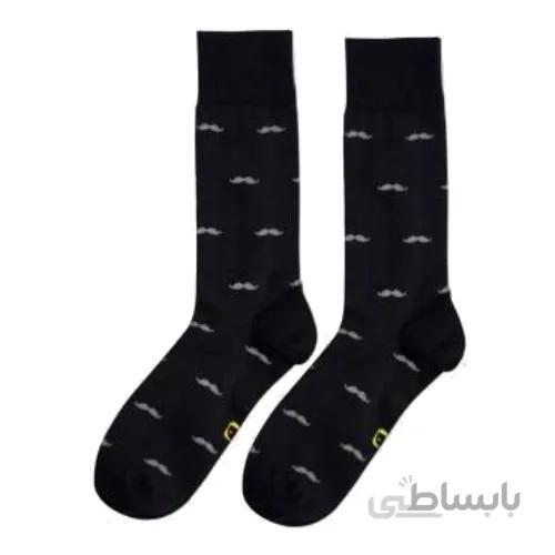 جوراب ساقدار مردانه طرح سیبیل مشکی برند پاتریس