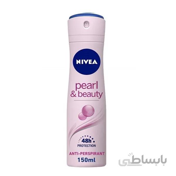 اسپری پودری نیوا زنانه مدل nivea pearl & beauty حجم ۱۵۰ میل