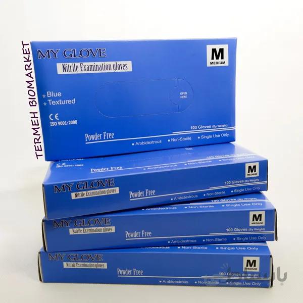 دستکش نیتریل آبی سایز M ا My-glove Nitrile Glove