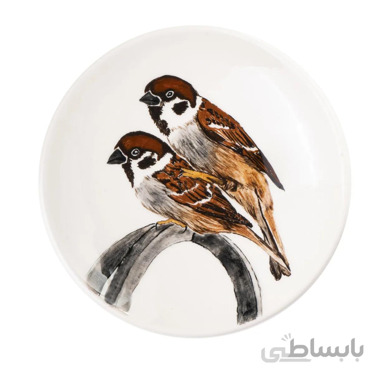 بشقاب سرامیک قطر 20 سانت دو پرنده طرح 17