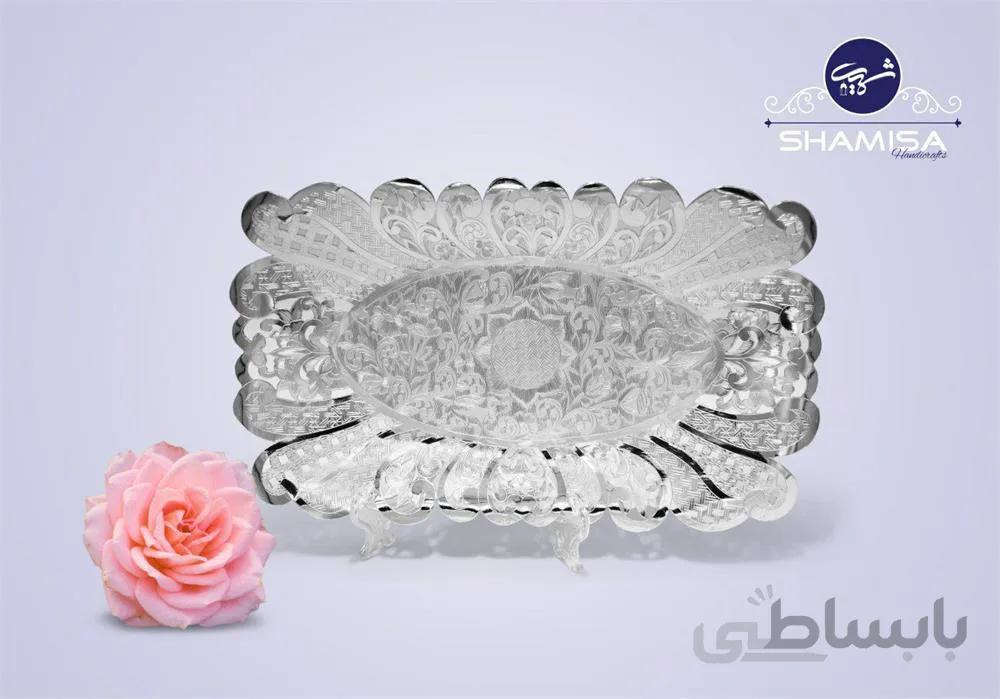 شیرینی خوری بدون دسته با پایه ی کوتاه مس و ابکاری نقره 26*18 ا Sweets, curd, without the handle with the base of the copper and ابکاری silver, 26*18