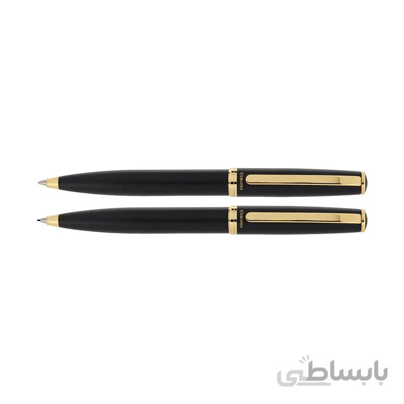 ست جفتی خودکار و اتود join مشکی مات گیره زرد