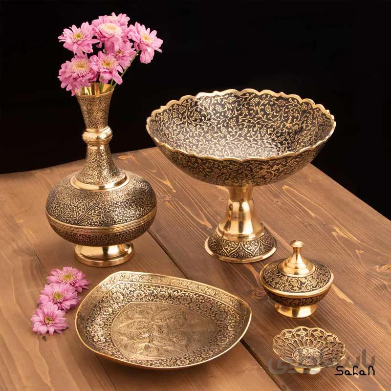 ست پذیرایی برنجی طلایی کد 218