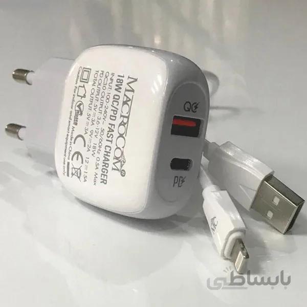 شارژر دیواری ماکروکام مدل MC-5001PD به همراه کابل تبدیل