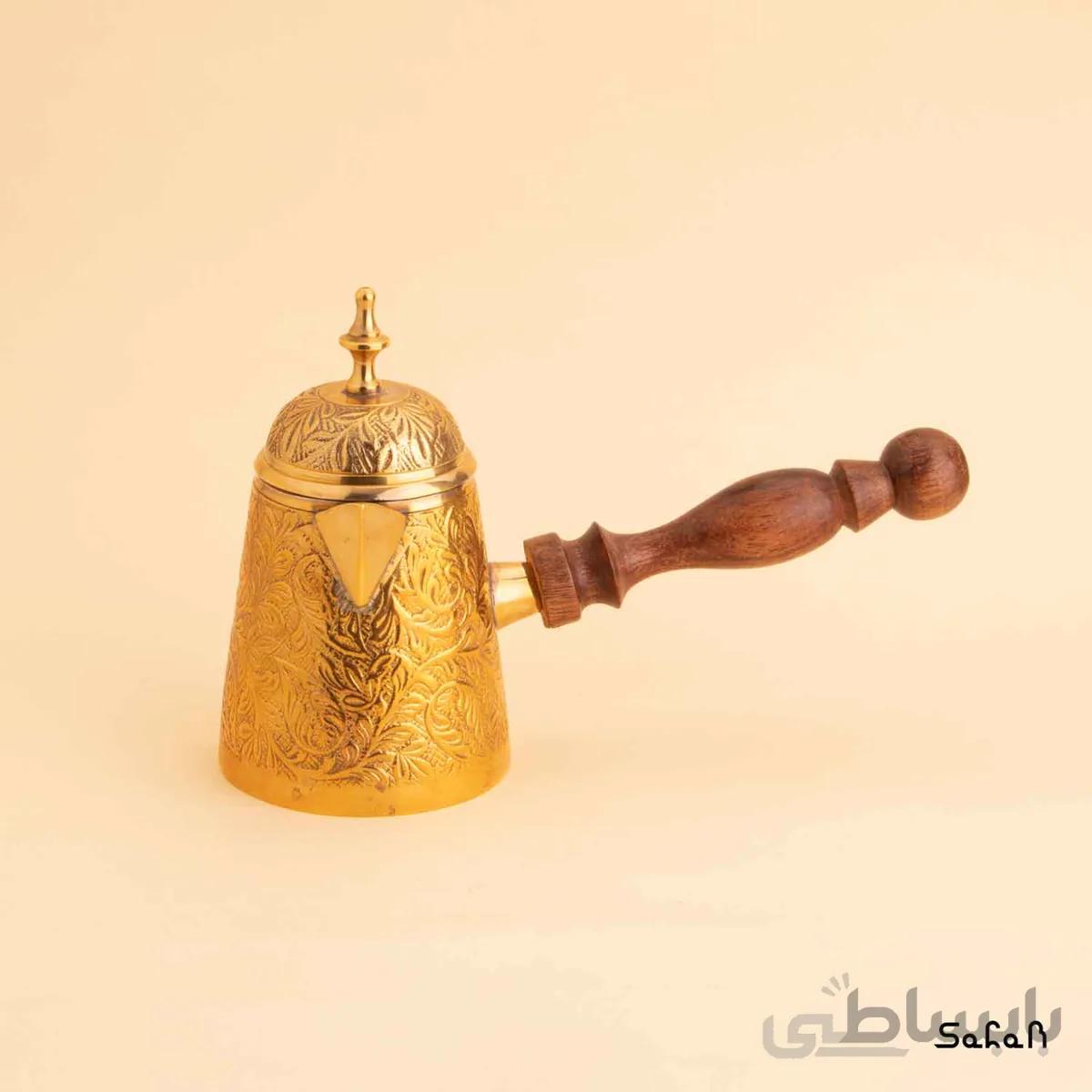 قهوه جوش برنجی طلایی در دار مدل لوتوس