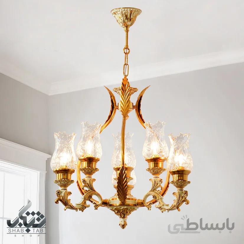 لوستر آویز دوبل سه بازو نورسازان مدل آرامیس کد AJ517