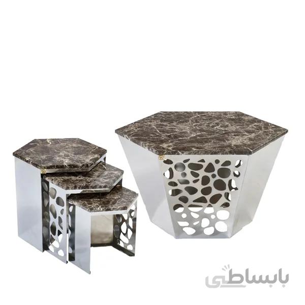 جلو مبلی و عسلی استیل شش ظلعی مدل بارسا