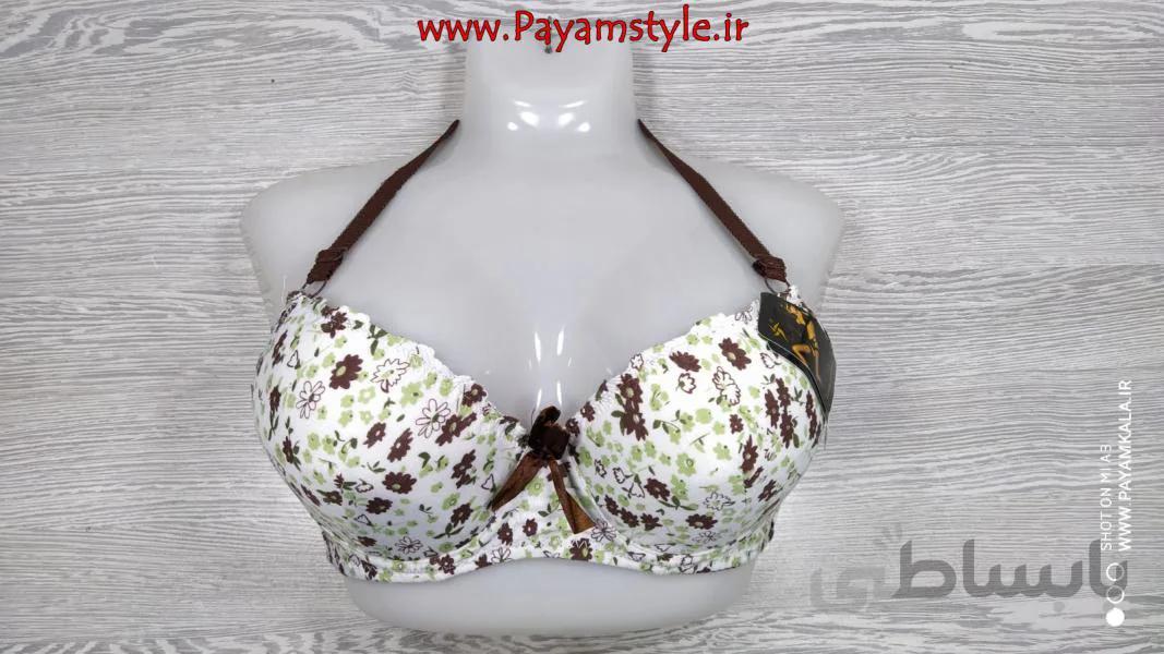 سوتین گل دار اسفنجی رنگ قهوه ای