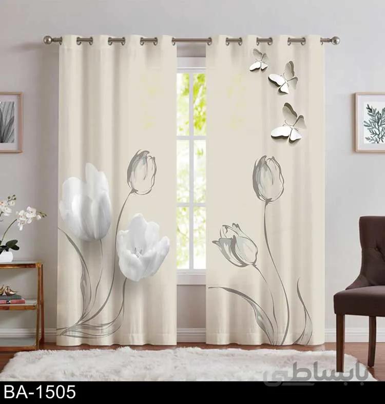 پرده پذیرایی گل نقره ای BA-1505