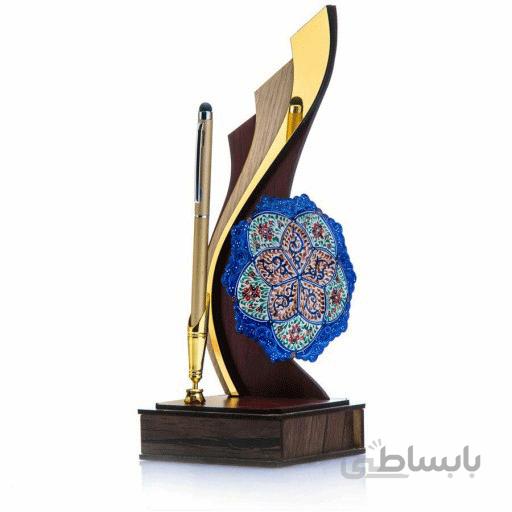 تندیس جاخودکاری طرح موج به همراه بشقاب میناکاری