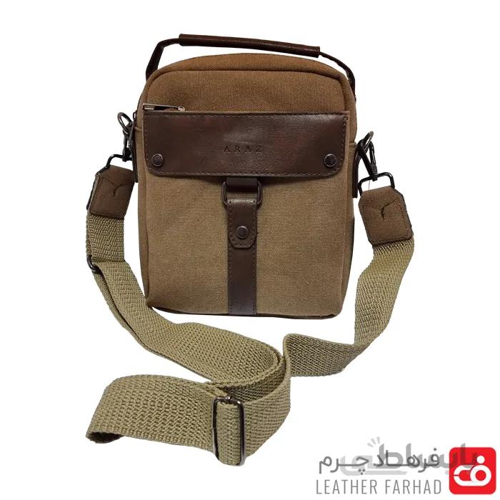 کیف خارجی جنس ترکیبی کتان و چرم