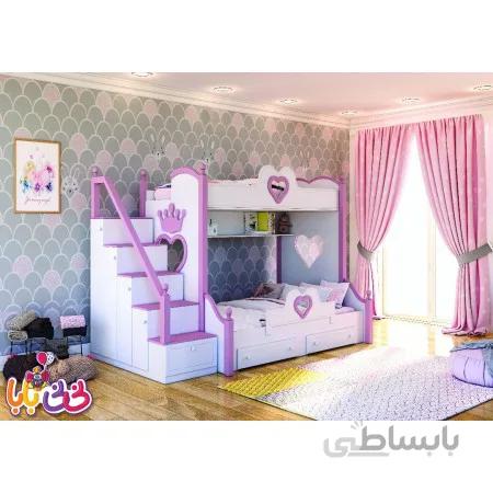 سرویس خواب نوجوان با تخت دوطبقه مدل قلب