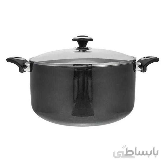 قابلمه سایز 28 گرانیتا نوک مدادی با درب شیشه ای زرساب کد GT-428B