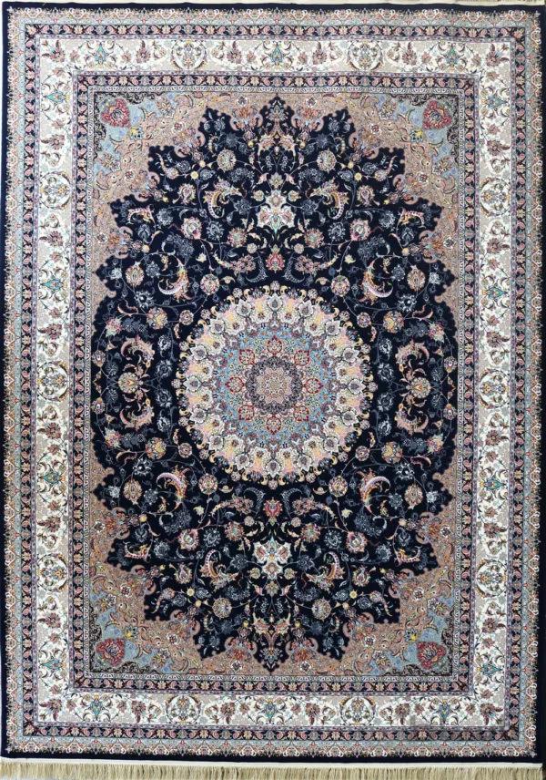 فرش کاشان طرح شیخ صفی سرمه ای 1200 شانه
