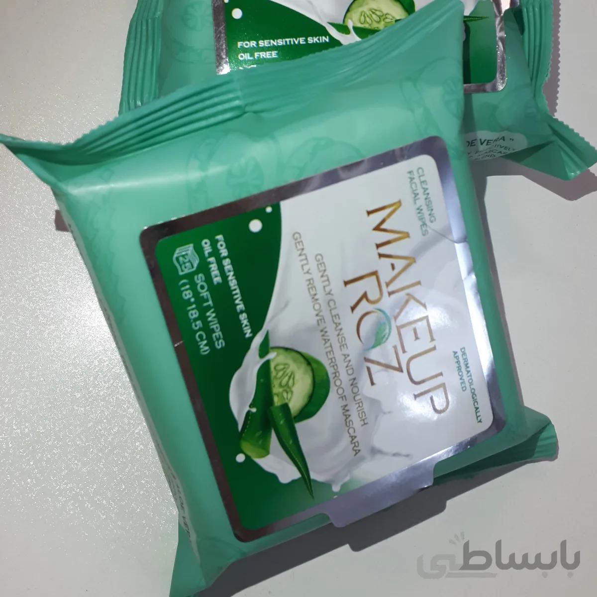 دستمال مرطوب آرایشی خیار و آلوئه ورا میکاپ رز MakeUp Rose ا MakeUp Rose Cucumber and aloevera cleanser makeup remover
