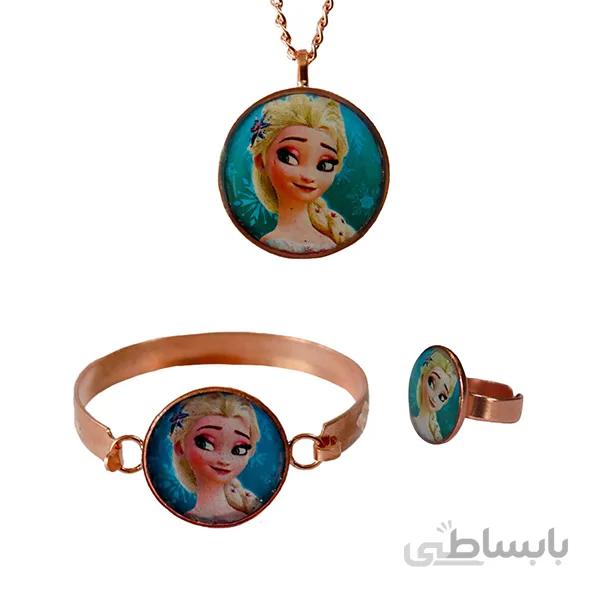 ست دستبند و انگشتر مسی بچگانه السا کد jw253