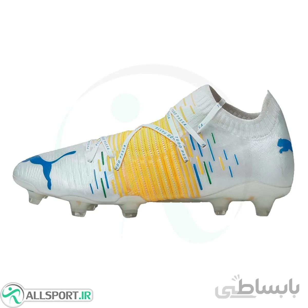 کفش فوتبال پوما فیوچر طرح اصلی Puma Future Z 1.1 FG AG White Blue Yellow