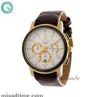 ساعت مچی ویولت مردانه کرنوگراف گرد چرمی طلایی مشکی صفحه سفید کد 0412 2G