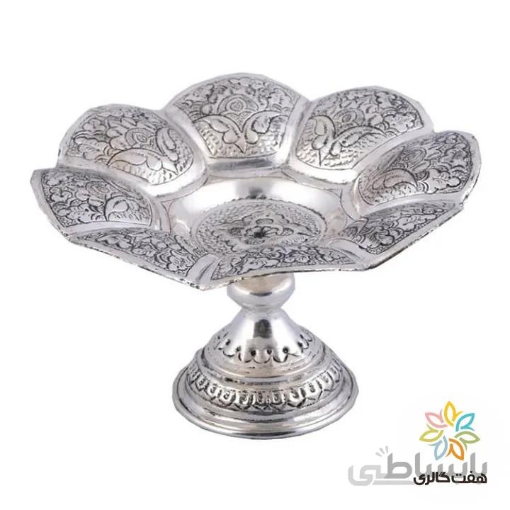 شیرینی خوری کعب دار نقره نما کد ۱۰۳۱۷