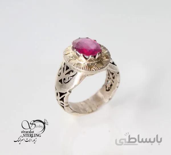 انگشتر نقره مردانه با سنگ یاقوت سرخ کد 181574