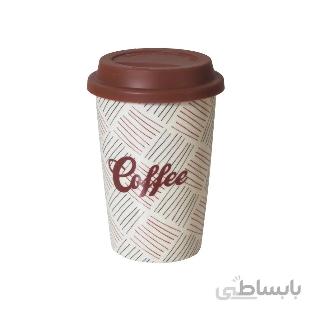 ماگ سرامیکی درب سیلیکونی طرح coffee