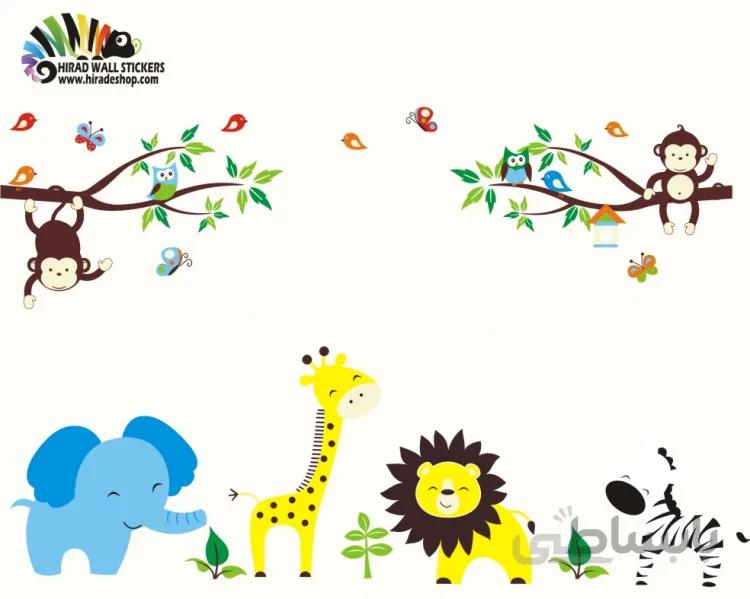 استیکر و برچسب دیواری اتاق کودک جنگل حیوانات کد h266